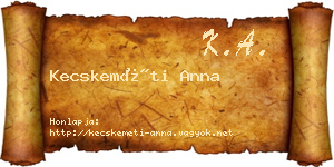 Kecskeméti Anna névjegykártya
